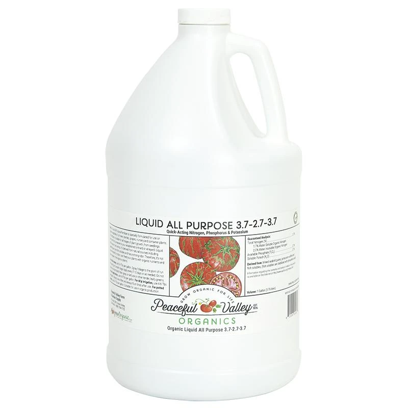 Peaceful Valley Organics All Purpose Liquid Fertilizer 3.7-2.7-3.7 (1 Gal) 3 Peaceful Valley Organics All Purpose Liquid Fertilizer 3.7-2.7-3.7 (1 Gal)